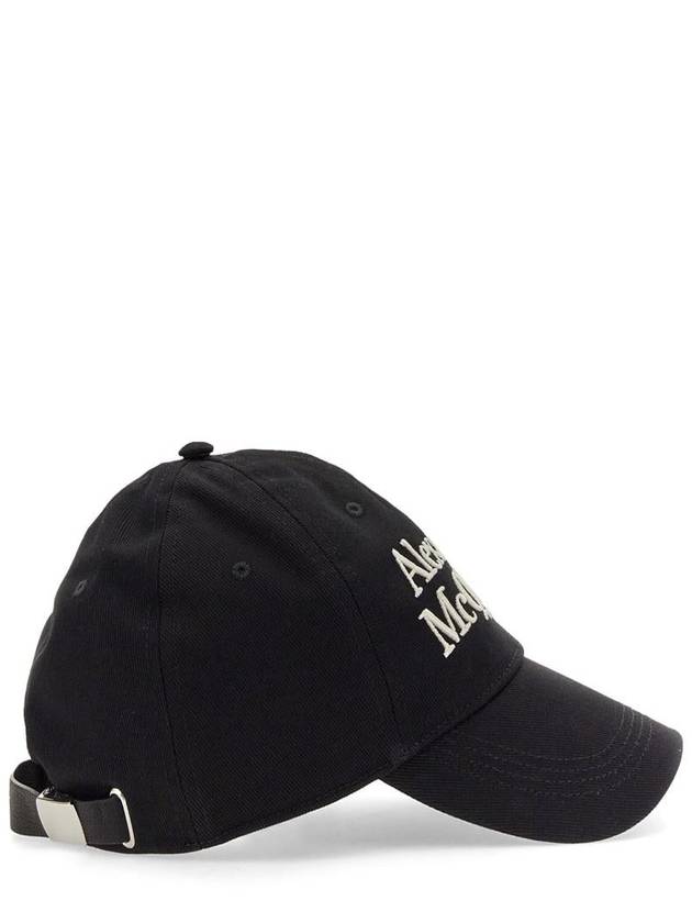 Signature Embroidered Logo Ball Cap White Black - ALEXANDER MCQUEEN - BALAAN 3