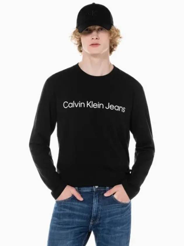 JEANS Men s Relaxed Fit Institutional Logo Long Sleeve T Shirt Black J327430BEH - CALVIN KLEIN - BALAAN 1