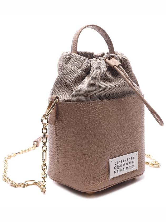 5AC Number Logo Texture Leather Bucket Bag Beige - MAISON MARGIELA - BALAAN 4