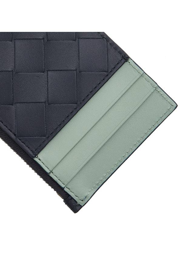 Intrecciato Zippered Leather Card Wallet Black Green - BOTTEGA VENETA - BALAAN 9