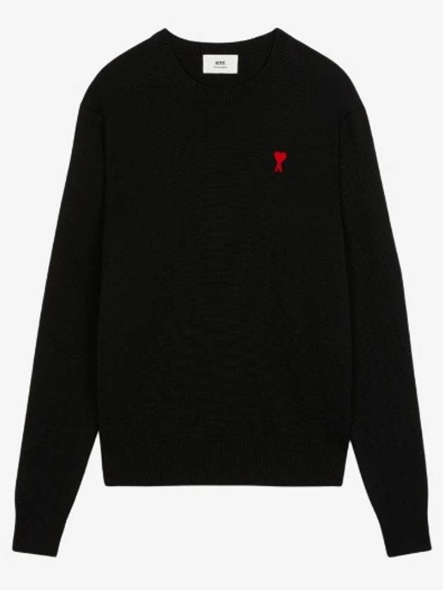 Heart Logo Patch Knit Top Black - AMI - BALAAN 2