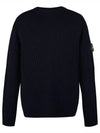 Full Rib Pure Wool Crewneck Knit Top Black - STONE ISLAND - BALAAN 2