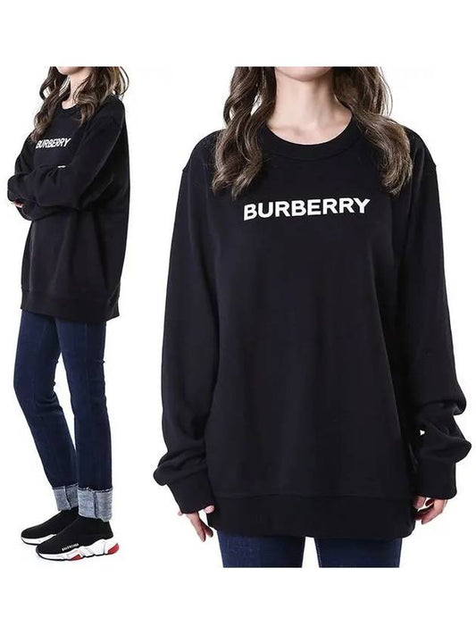 Logo Print Crew Neck Sweatshirt Black - BURBERRY - BALAAN 2