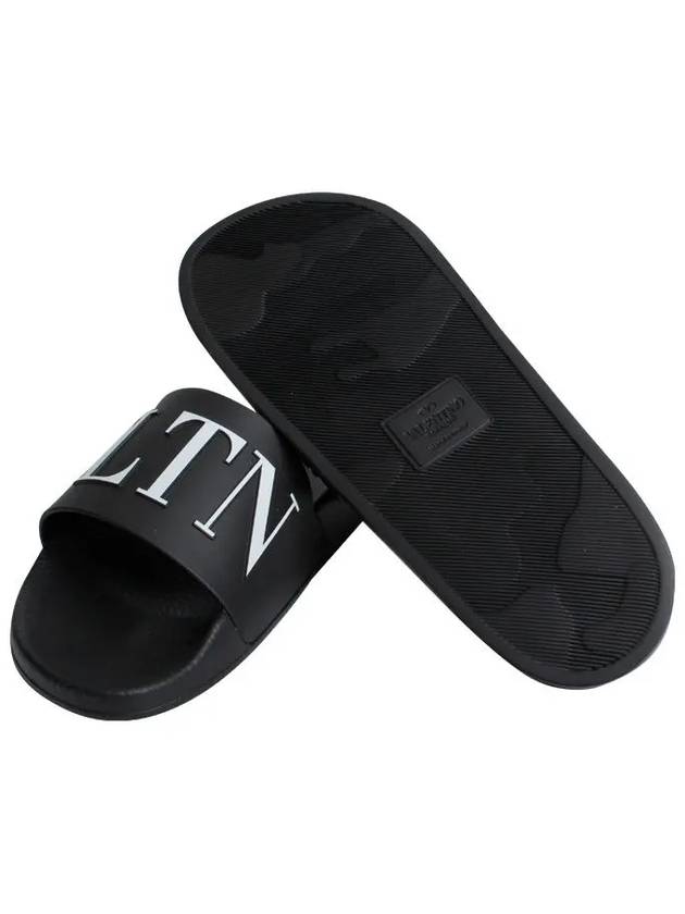 VLTN Logo Rubber Slippers Black - VALENTINO - BALAAN 4