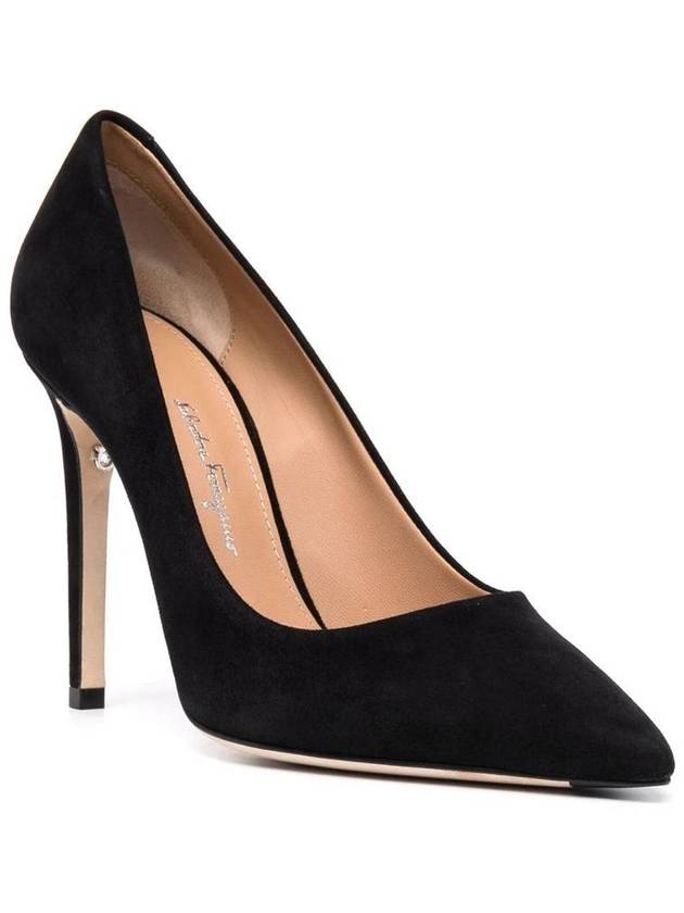 Salvatore Illari Suede Pumps Heel Black - SALVATORE FERRAGAMO - BALAAN 3