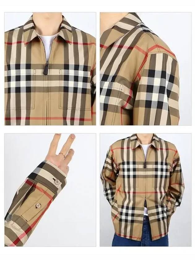 Check Cotton Oversized Long Sleeve Shirt Archive Beige - BURBERRY - BALAAN 4