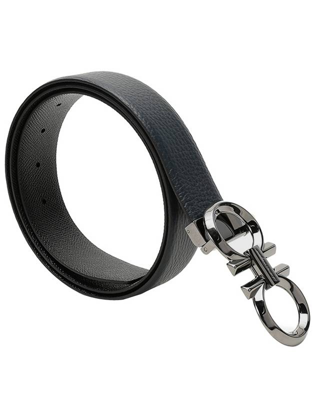 Gancini Buckle Reversible Leather Belt Black Navy - SALVATORE FERRAGAMO - BALAAN 7