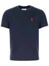 Heart Logo Patch Short Sleeve T-Shirt Navy - AMI - BALAAN 3