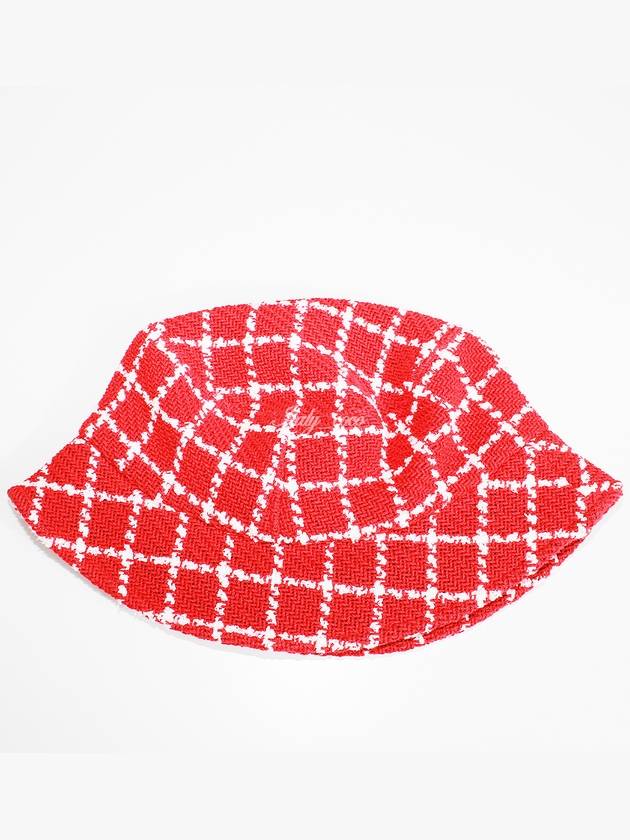 23C Check Tweed Bucket Hat Red AA8841 - CHANEL - BALAAN 3