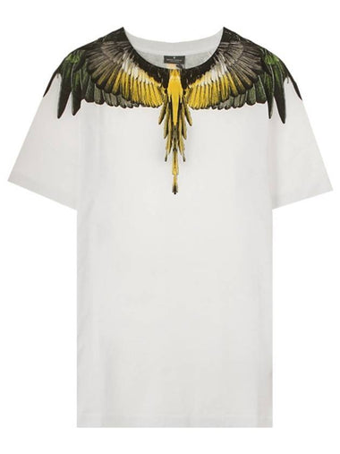 Yellow Wing Printing Short Sleeve T-Shirt White - MARCELO BURLON - BALAAN 1