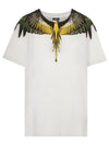 Yellow Wing Printing Short Sleeve T-Shirt White - MARCELO BURLON - BALAAN 1