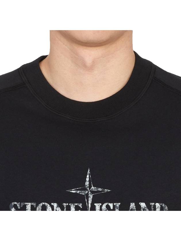 Logo Cotton Short Sleeve T-Shirt Black - STONE ISLAND - BALAAN 6