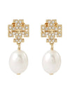 Kira Pave Pearl Drop Earrings Gold - TORY BURCH - BALAAN 1