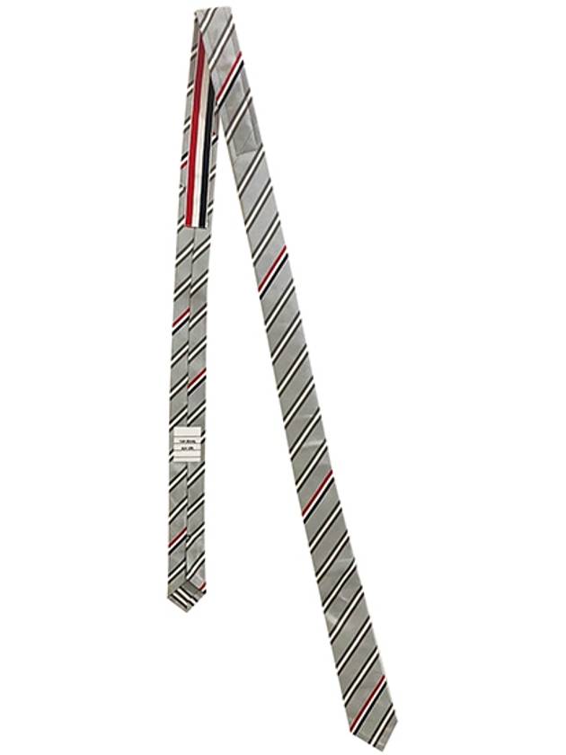 silk striped jacquard tie gray - THOM BROWNE - BALAAN.