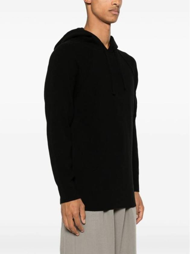 Lambswool GRS Hooded Waffle Knit Top Black - CP COMPANY - BALAAN 4