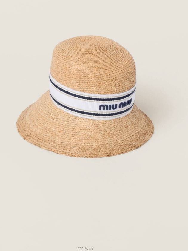 Logo Rafia Bucket Hat Beige - MIU MIU - BALAAN 2