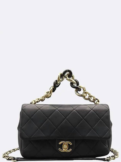 AS1353 Black leather gold metal chain tote bag and shoulder - CHANEL - BALAAN 2