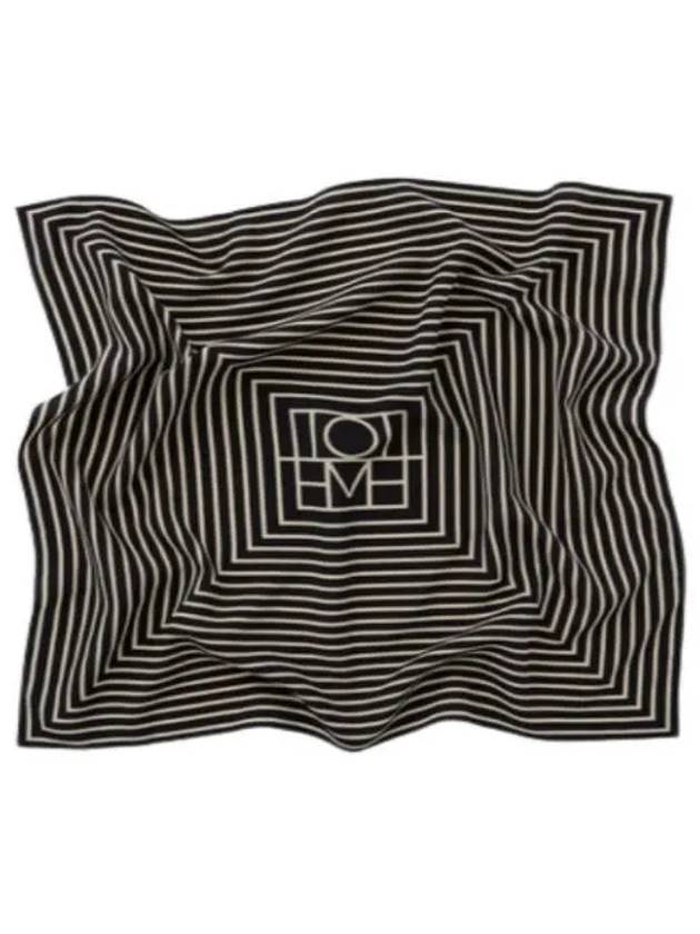 Signature Monogram Stripe Silk Muffler Black - TOTEME - BALAAN 2