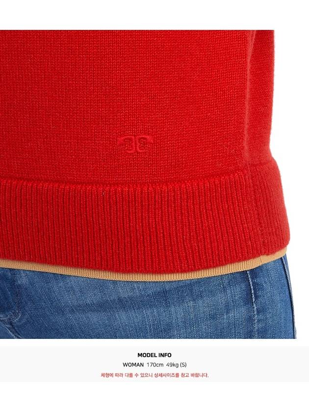 Double Layer Cashmere Crewneck Knit Top Red - TORY BURCH - BALAAN 10