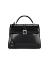 Le Fermoir Small Top-Handle Brushed Leather Tote Bag Black - SAINT LAURENT - BALAAN 2