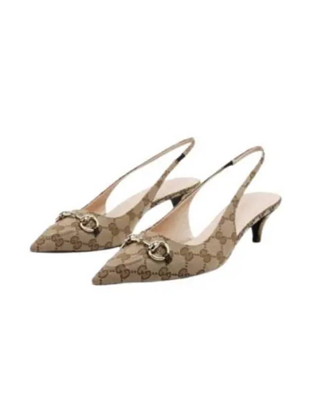 GG Low Slingback Heel Beige - GUCCI - BALAAN 2