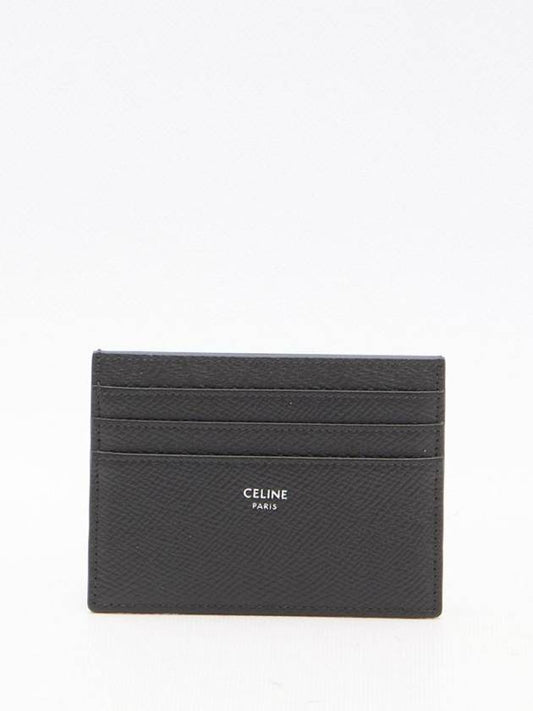 Grained Calfskin Large Card Wallet Black - CELINE - BALAAN 1