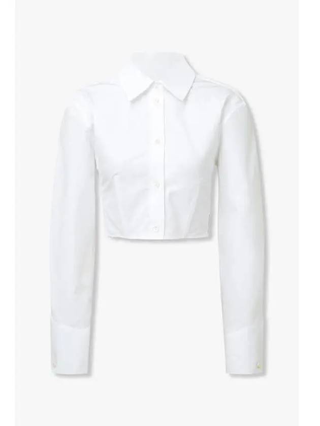 Branding Label Cropped Shirt White - ALEXANDER WANG - BALAAN 1