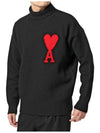 Heart Logo Knit Turtleneck Black - AMI - BALAAN 2