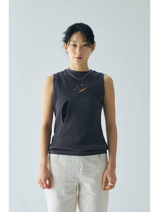 Texture Eyelet point sleeveless warm gray - GYEOL - BALAAN 1