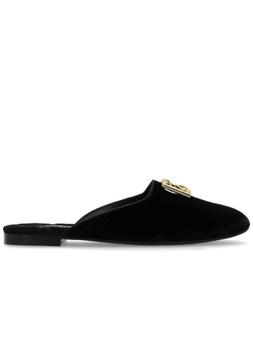 Dolce & Gabbana Velvet Slides, Women's, Black - DOLCE&GABBANA - BALAAN 1