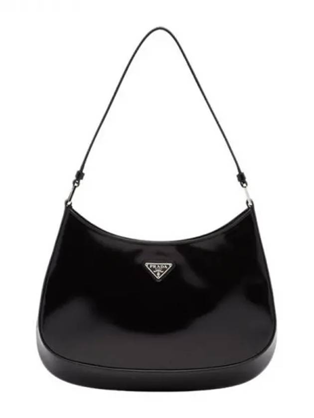 Triangular Logo Cleo Brushed Leather Shoulder Bag Black - PRADA - BALAAN 2