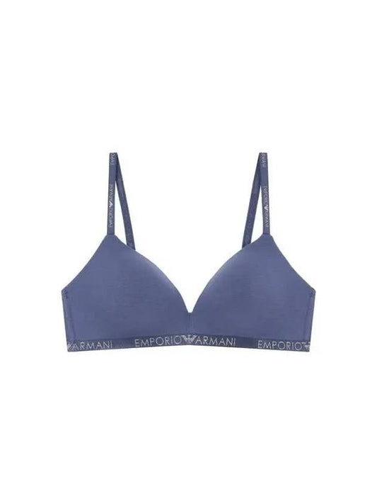 UNDERWEAR Women's Glitter Logo Padded Triangle Bra Blue 271904 - EMPORIO ARMANI - BALAAN 1