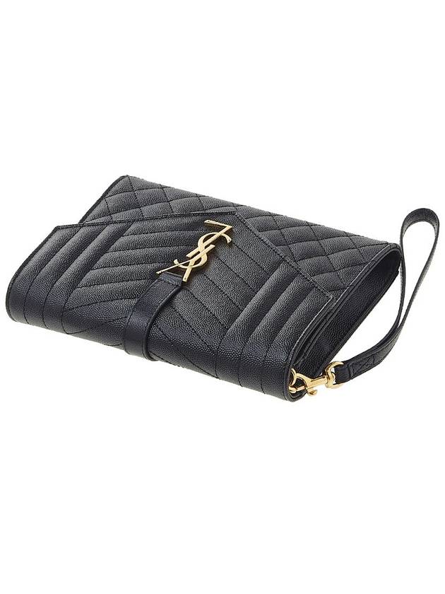 Matelasse Gold Logo Strap Clutch Bag Black - SAINT LAURENT - BALAAN 5