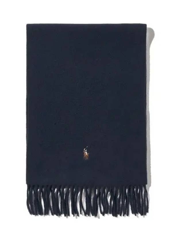 Fringe virgin wool scarf blue - POLO RALPH LAUREN - BALAAN 1