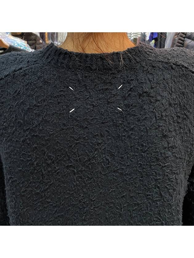 back stitch textured detail knit top black - MAISON MARGIELA - BALAAN.