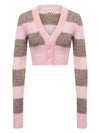 Stripe Mohair Cardigan Pink Grey - MARNI - BALAAN 1