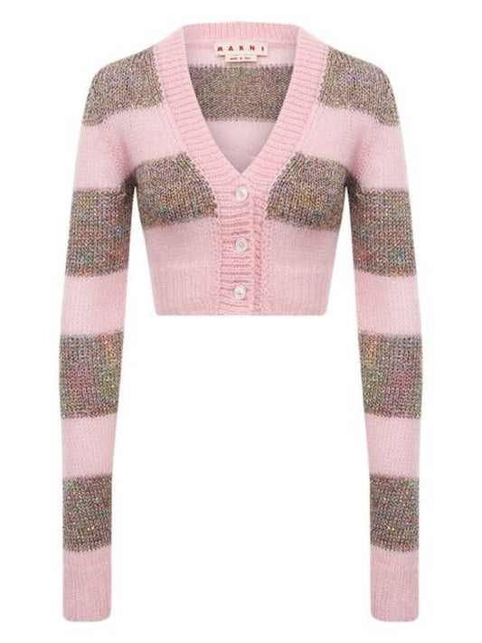 Stripe Mohair Cardigan Pink Grey - MARNI - BALAAN 1