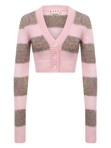 Stripe Mohair Cardigan Pink Grey - MARNI - BALAAN 1