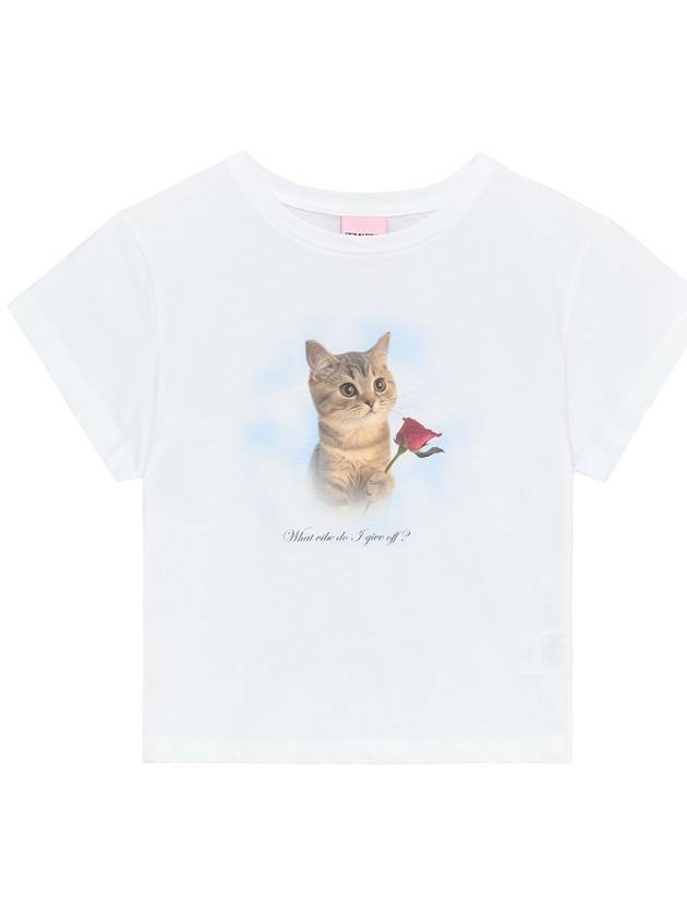 IBA24WT14WH CAT WITH A FLOWER T SHIRT - ITZAVIBE - BALAAN 1