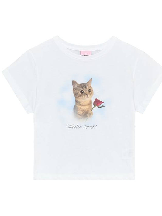 Cat flower short sleeve t shirt white - ITZAVIBE - BALAAN 2