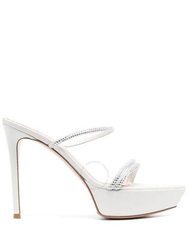 Gianvito Rossi White Cannes 85 Platform Sandals Brand Size 38 US Size 8 - GIANVITO ROSSI - BALAAN 1