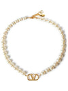 Pearl V logo necklace gold - VALENTINO - BALAAN 4