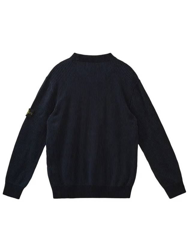 Wappen Patch Cotton Chenille Crew Neck Pullover Knit Top Navy - STONE ISLAND - BALAAN 4