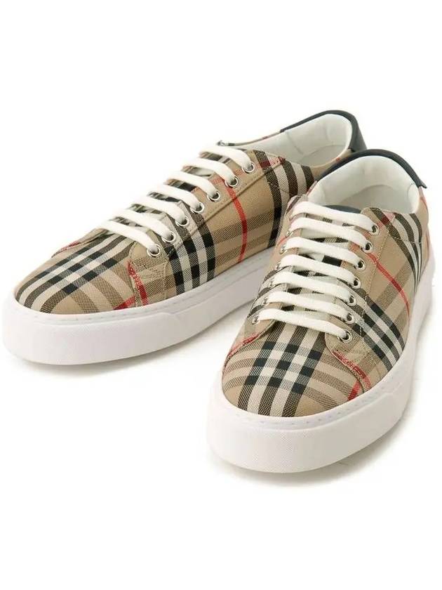 Vintage Check Cotton Low Top Sneakers Beige - BURBERRY - BALAAN 2