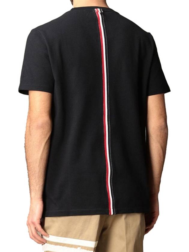 Men's Center Back Striped Short Sleeve T-Shirt Navy - THOM BROWNE - BALAAN 6