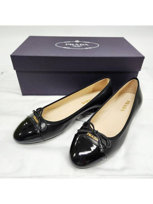 Women's Ribbon Ballerina Flat Shoes Matte Black 1F889D UNO F0002 - PRADA - BALAAN 2