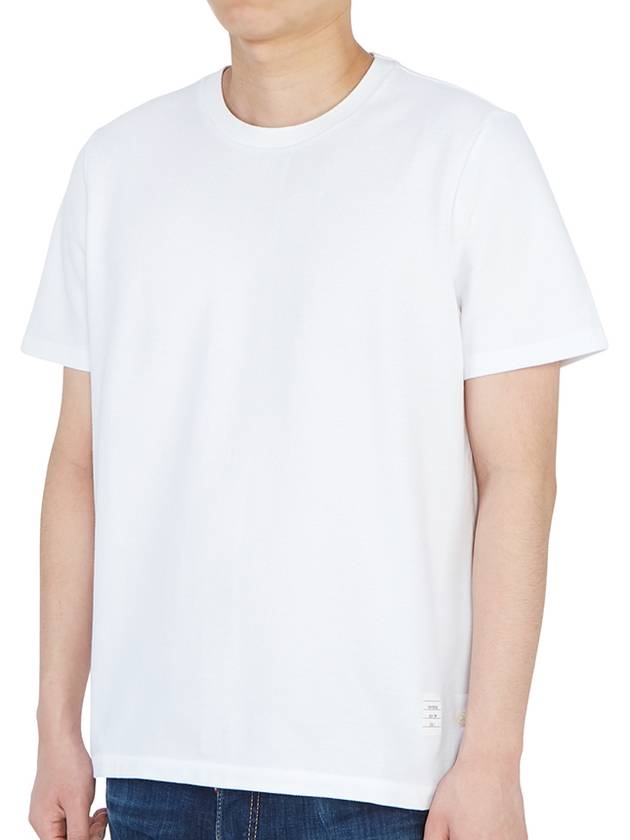 Men's Center Back Striped Short Sleeve T-Shirt White - THOM BROWNE - BALAAN 4