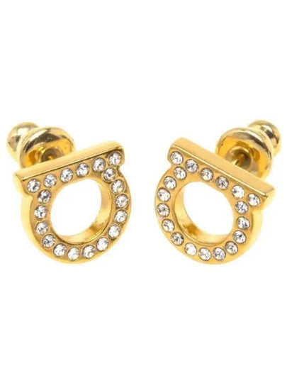 Gancini Crystal Small Earrings Gold - SALVATORE FERRAGAMO - BALAAN 2