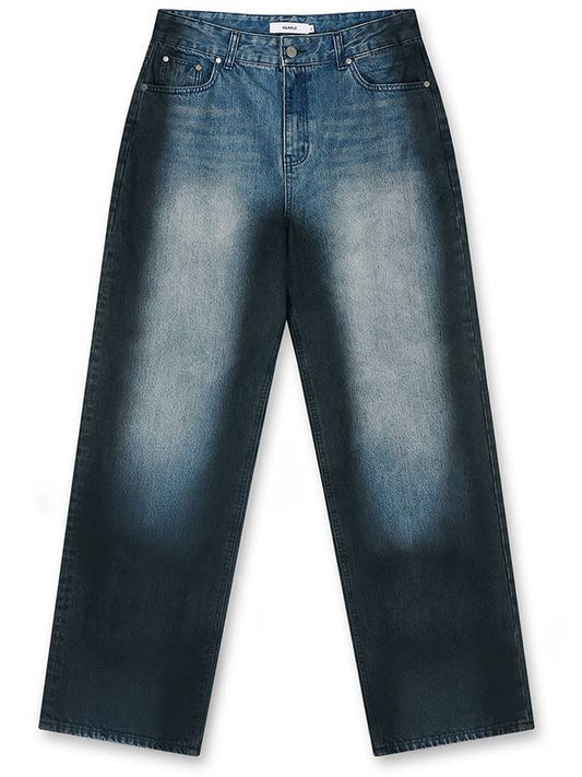 Wide Fit Oil Washed Jeans Blue - NUAKLE - BALAAN 1