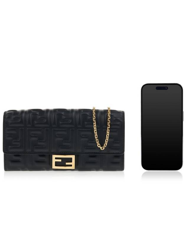 Baguette Continental Chain Leather Long Wallet Black - FENDI - BALAAN 7